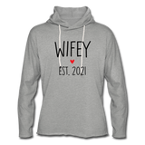 Wifey Est 2021 Lightweight Terry Hoodie - heather gray