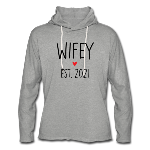 Wifey Est 2021 Lightweight Terry Hoodie - heather gray