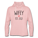 Wifey Est 2021 Lightweight Terry Hoodie - cream heather pink