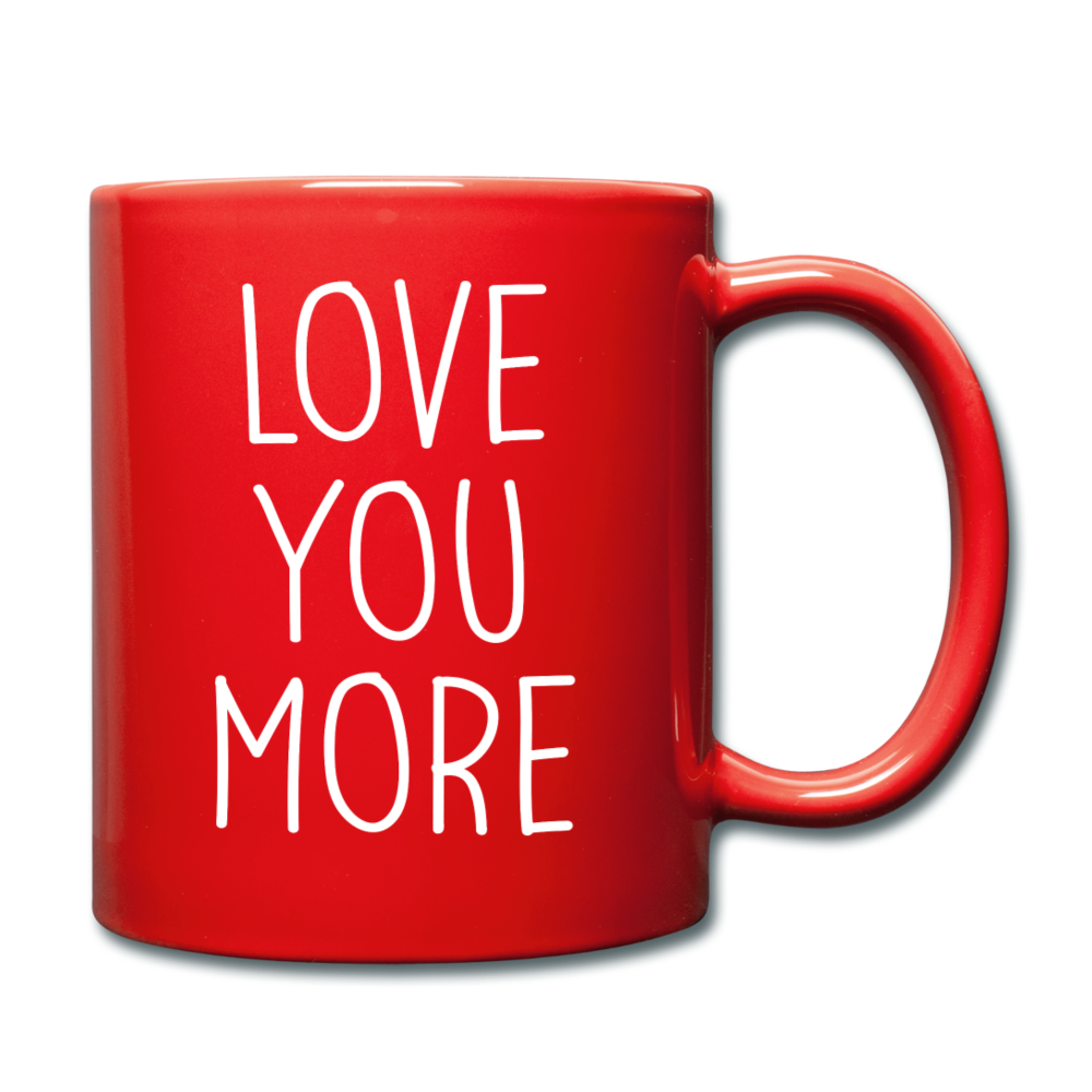 Love You More Black and White Mug - red