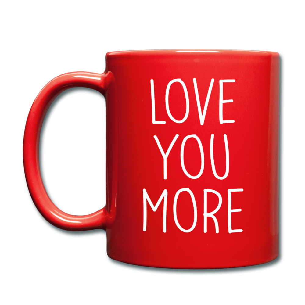 Love You More Black and White Mug - red