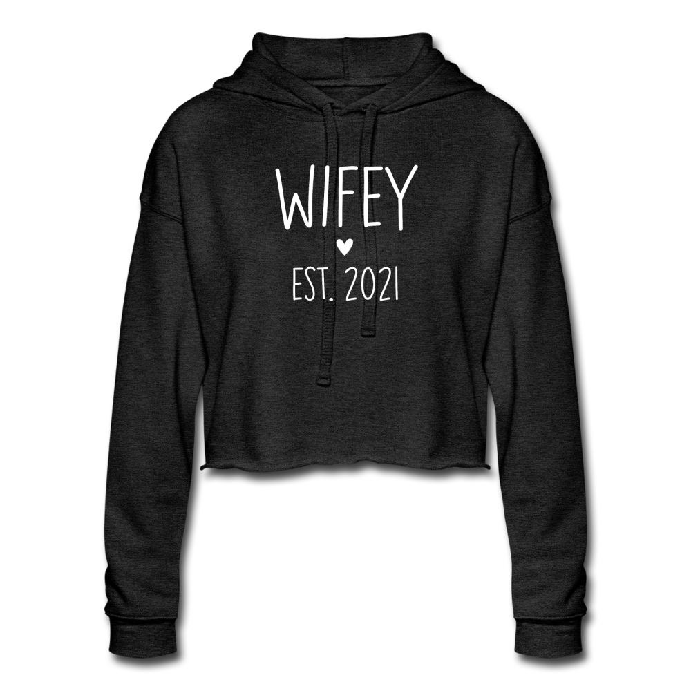Wifey Est 2021 Women's Cropped Hoodie - deep heather