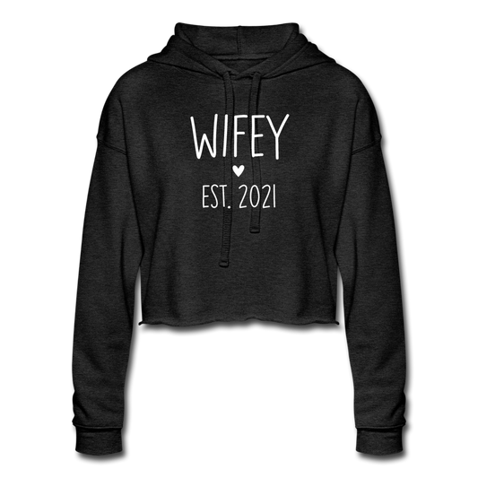 Wifey Est 2021 Women's Cropped Hoodie - deep heather
