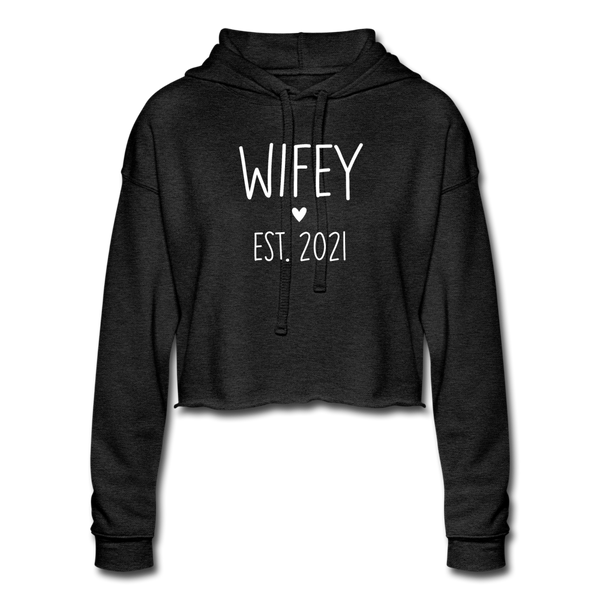 Wifey Est 2021 Women's Cropped Hoodie - deep heather