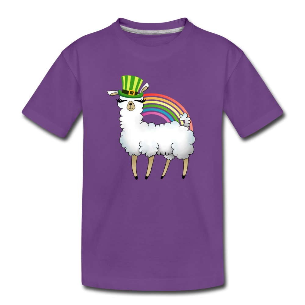 Llama Leprechaun Rainbow Kids' Premium T-Shirt - purple