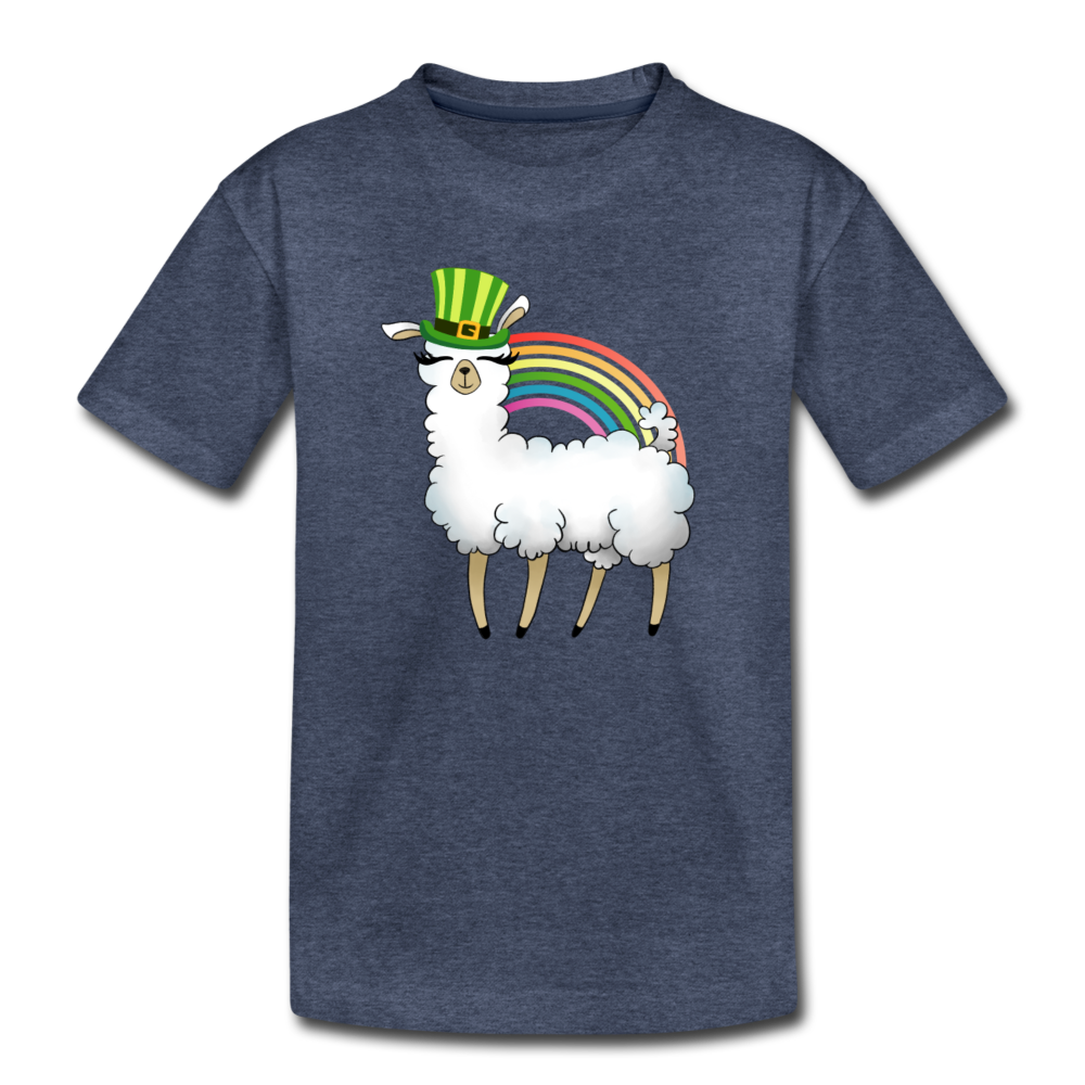 Llama Leprechaun Rainbow Kids' Premium T-Shirt - heather blue