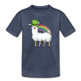 Llama Leprechaun Rainbow Kids' Premium T-Shirt - heather blue