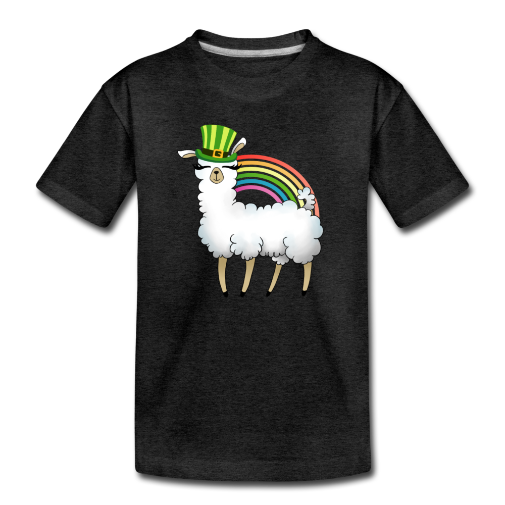 Llama Leprechaun Rainbow Kids' Premium T-Shirt - charcoal gray