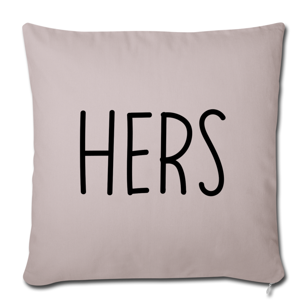 Hers Minimalist Throw Pillow Cover 18” x 18” - light taupe