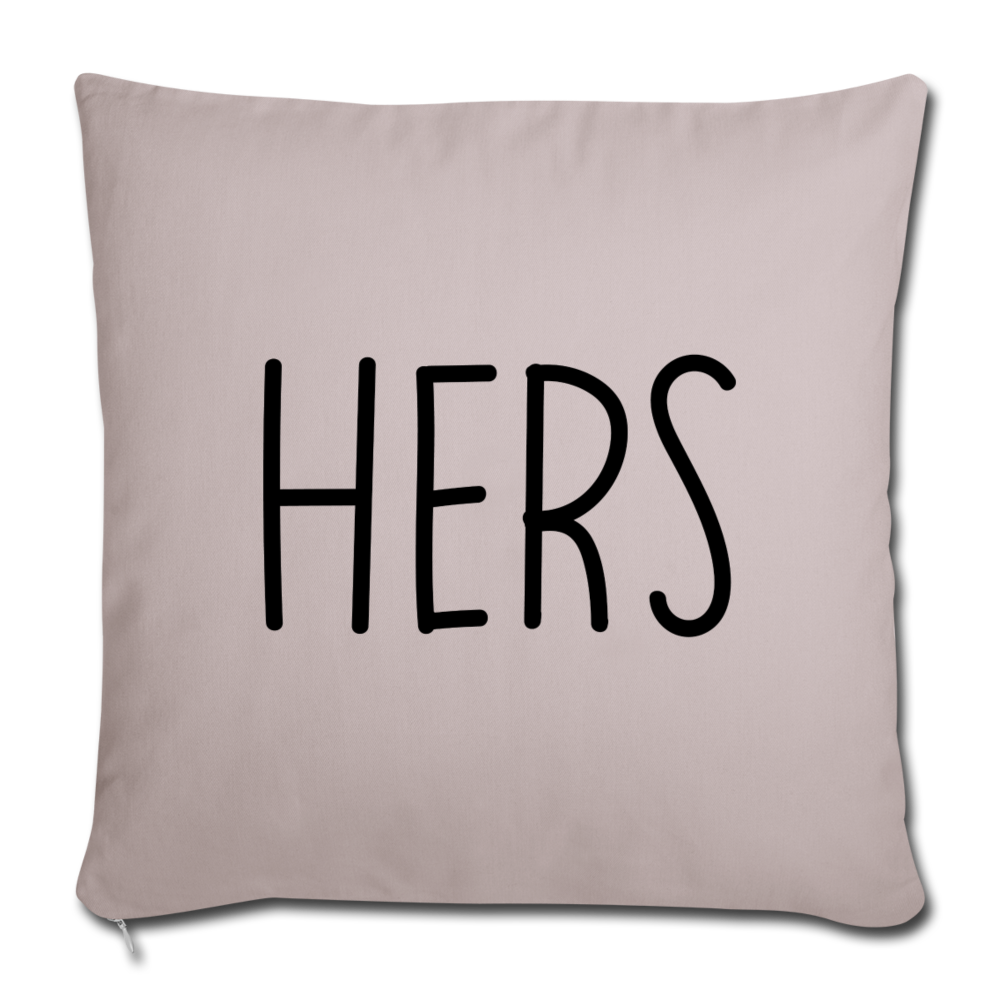 Hers Minimalist Throw Pillow Cover 18” x 18” - light taupe