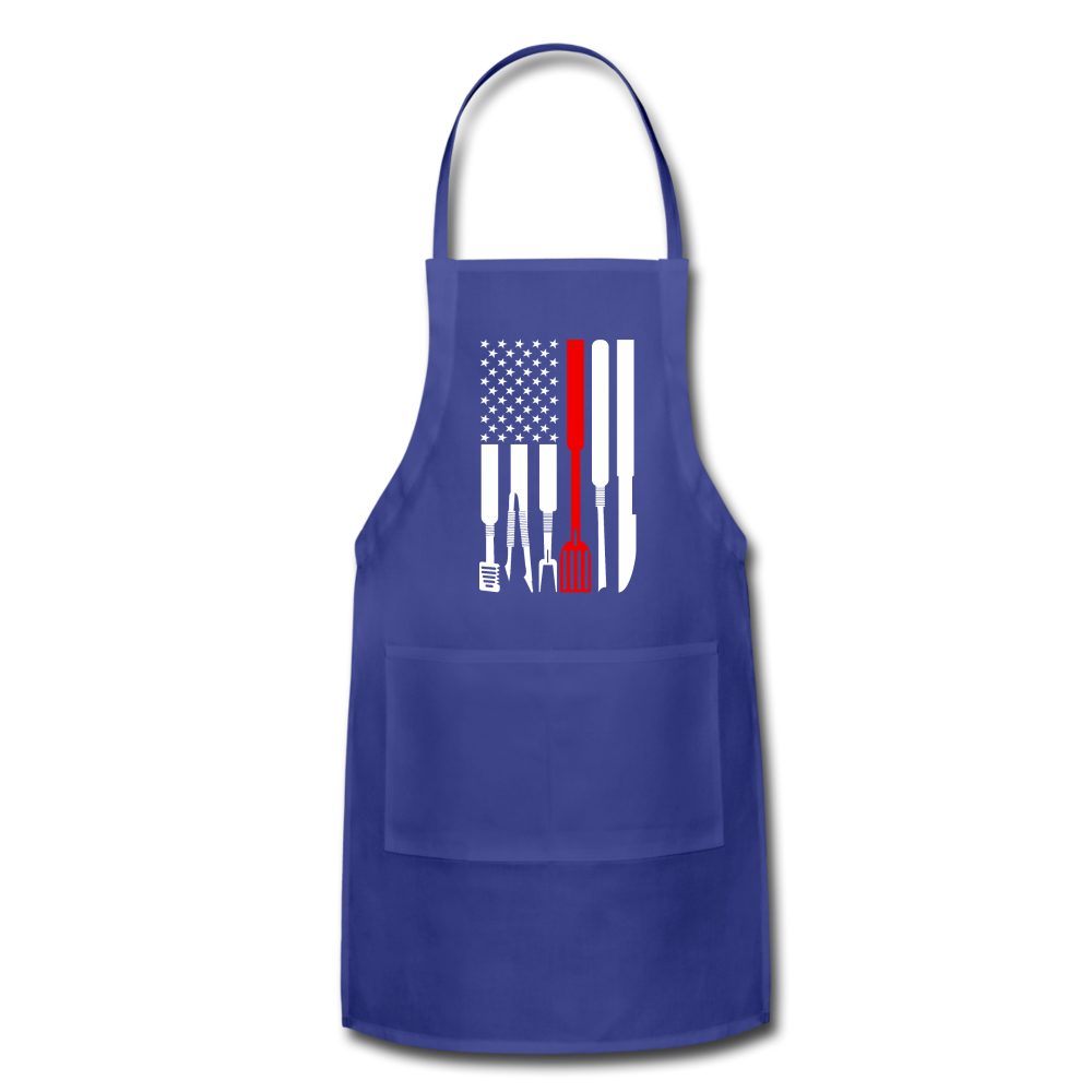 American Flag Grilling Tools Adjustable Apron - royal blue