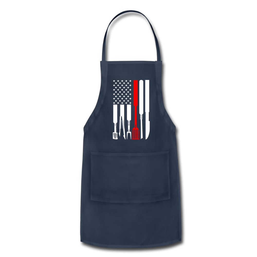 American Flag Grilling Tools Adjustable Apron - navy