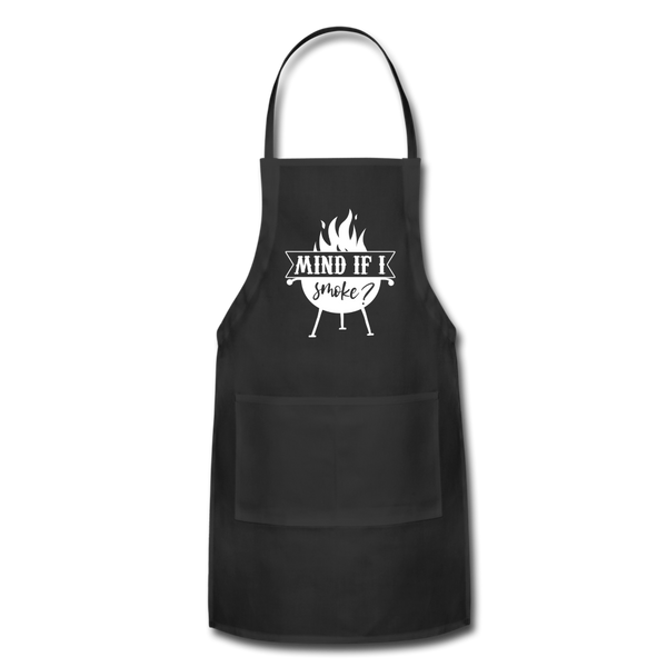 Mind if I Smoke Adjustable Grilling BBQ Apron with Pockets - black