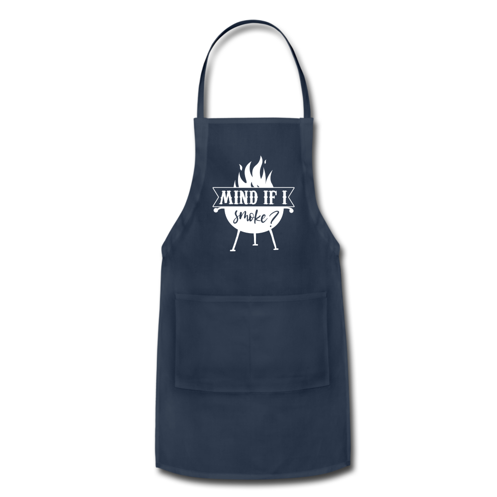 Mind if I Smoke Adjustable Grilling BBQ Apron with Pockets - navy