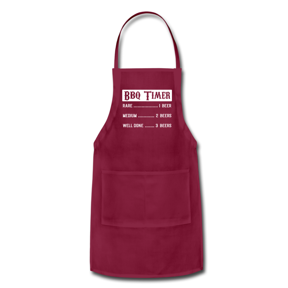 BBQ Timer Adjustable Apron with Pockets for Men and Women - burgundy