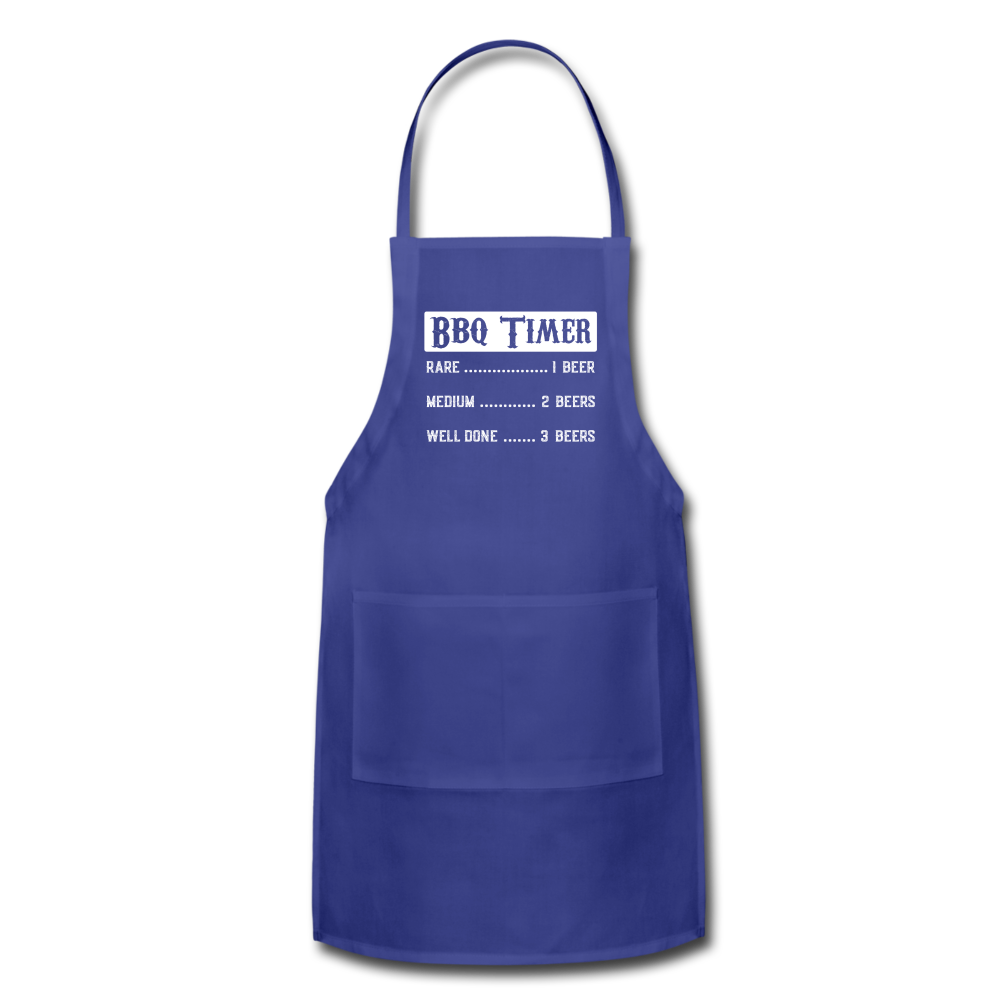 BBQ Timer Adjustable Apron with Pockets for Men and Women - royal blue