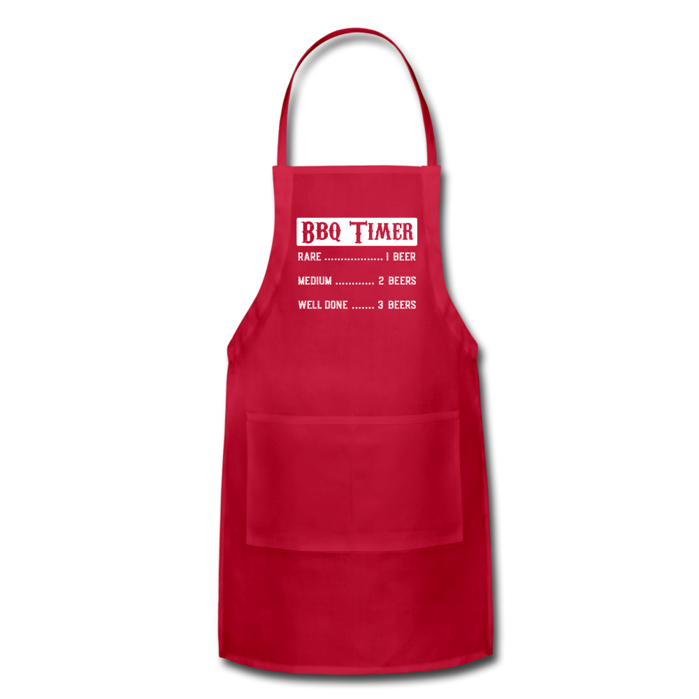 BBQ Timer Adjustable Apron with Pockets for Men and Women - red