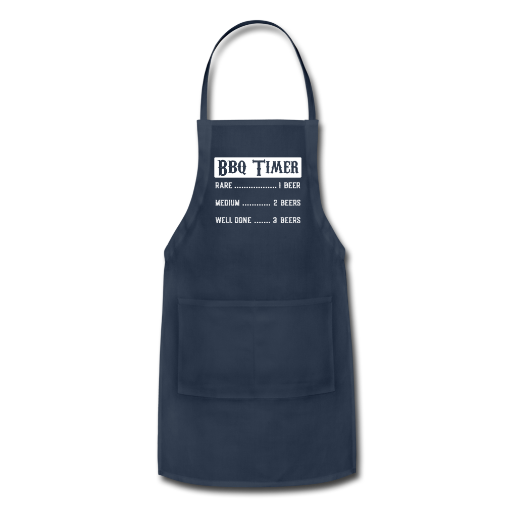 BBQ Timer Adjustable Apron with Pockets for Men and Women - navy