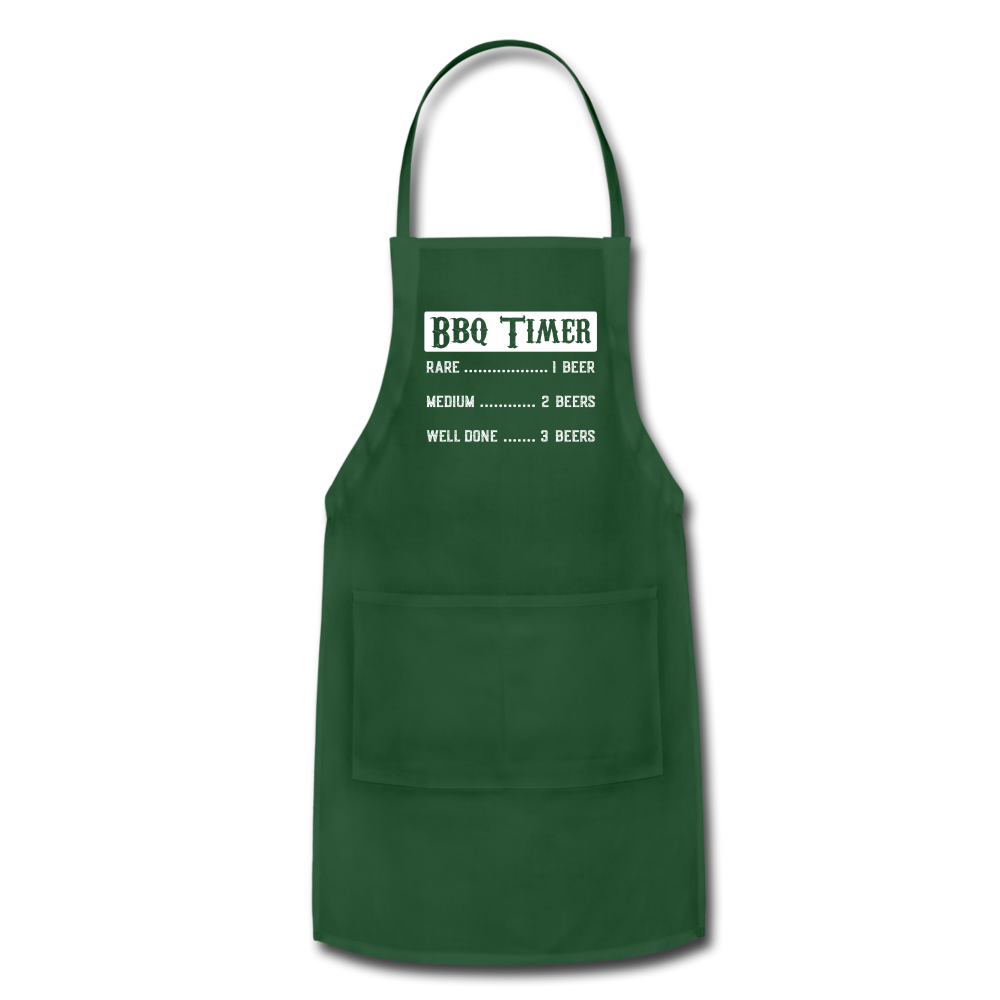 BBQ Timer Adjustable Apron with Pockets for Men and Women - forest green