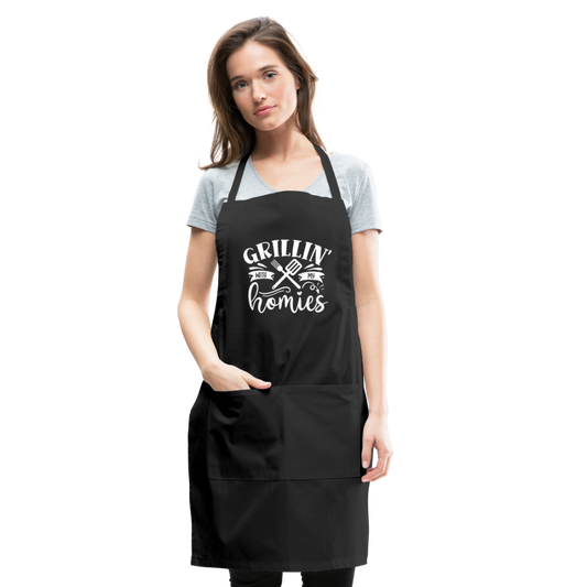Grillin' with My Homies Adjustable Apron with Pockets for Women - black
