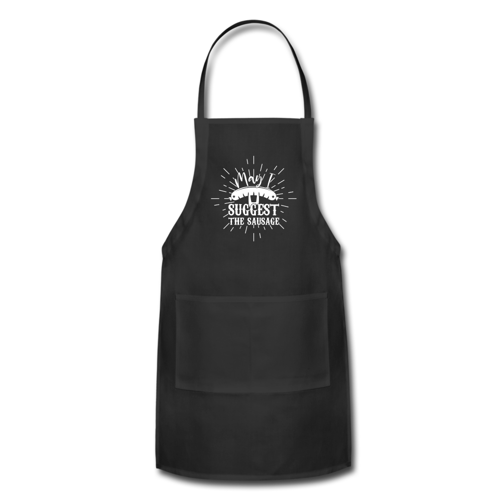 May I Suggest the Sausage Funny Adjustable BBQ Grilling Apron with Pockets for Men - black