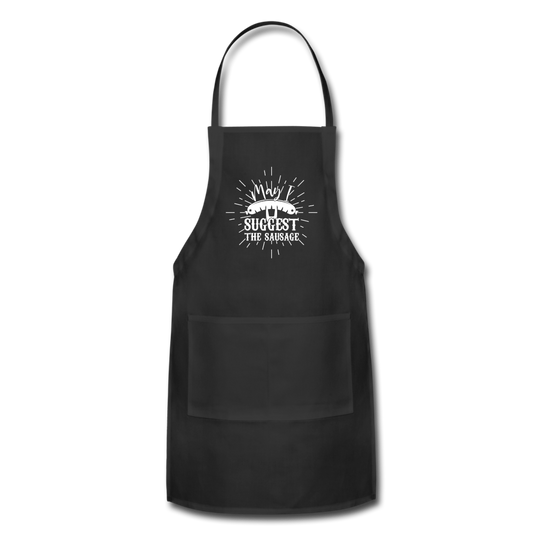 May I Suggest the Sausage Funny Adjustable BBQ Grilling Apron with Pockets for Men - black