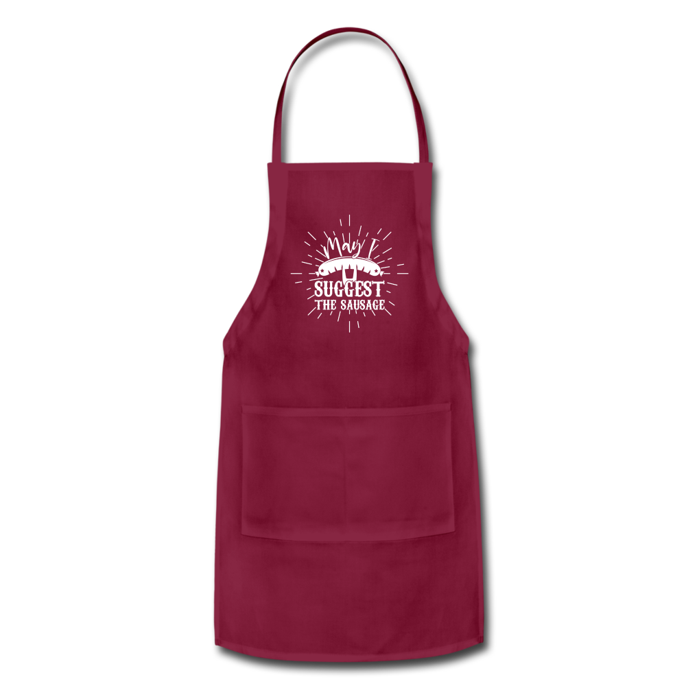 May I Suggest the Sausage Funny Adjustable BBQ Grilling Apron with Pockets for Men - burgundy