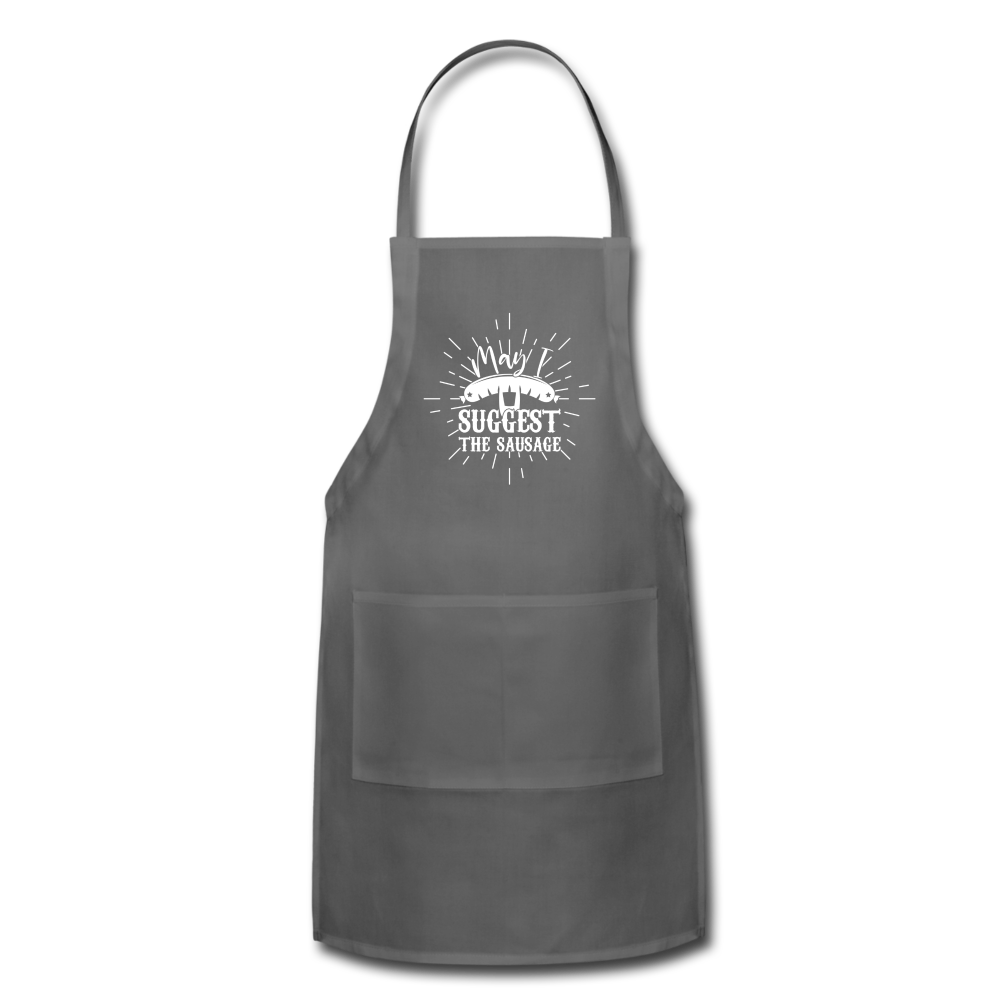 May I Suggest the Sausage Funny Adjustable BBQ Grilling Apron with Pockets for Men - charcoal