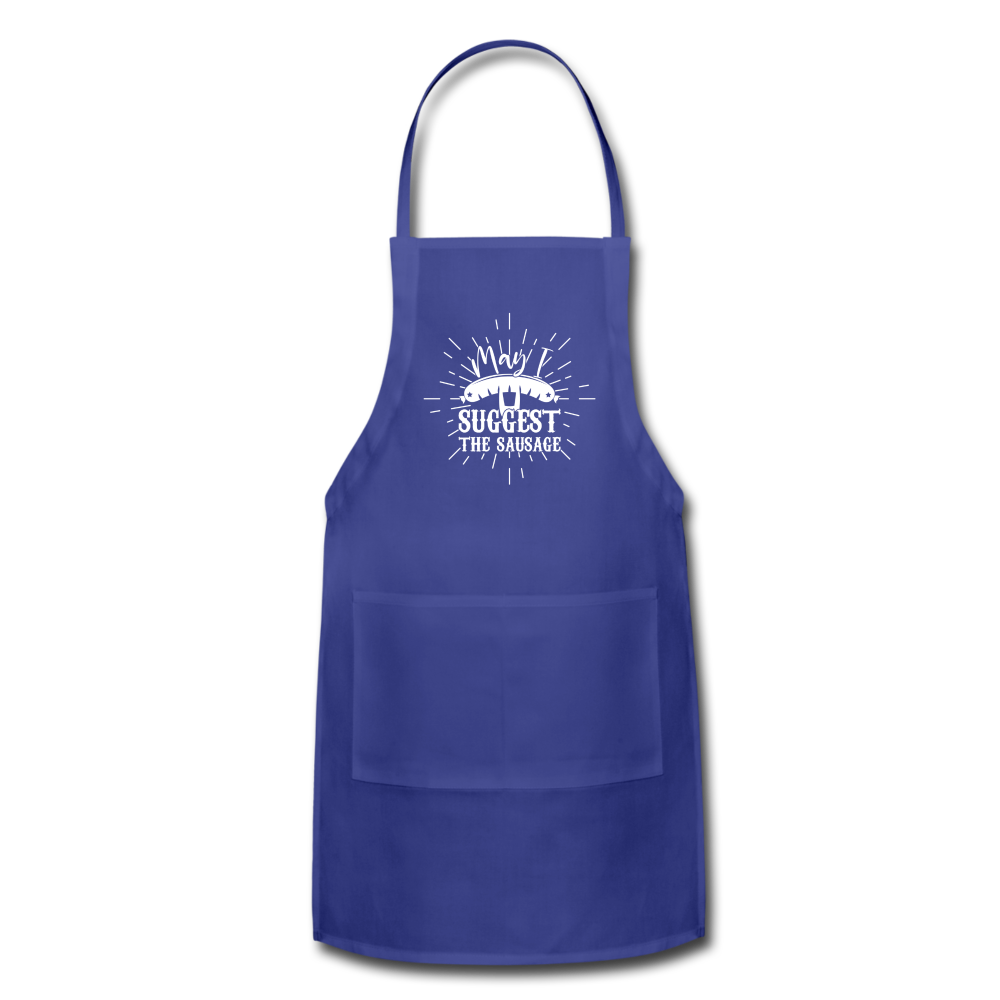 May I Suggest the Sausage Funny Adjustable BBQ Grilling Apron with Pockets for Men - royal blue
