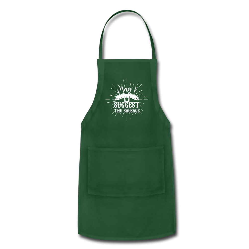 May I Suggest the Sausage Funny Adjustable BBQ Grilling Apron with Pockets for Men - forest green