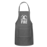 Real Men Play with Fire Adjustable Apron with Pockets for Men - charcoal