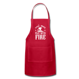 Real Men Play with Fire Adjustable Apron with Pockets for Men - red