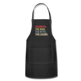 Grandpa the Man the Myth the Legend Adjustable Apron with Pockets for Men - black