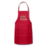 Grandpa the Man the Myth the Legend Adjustable Apron with Pockets for Men - red