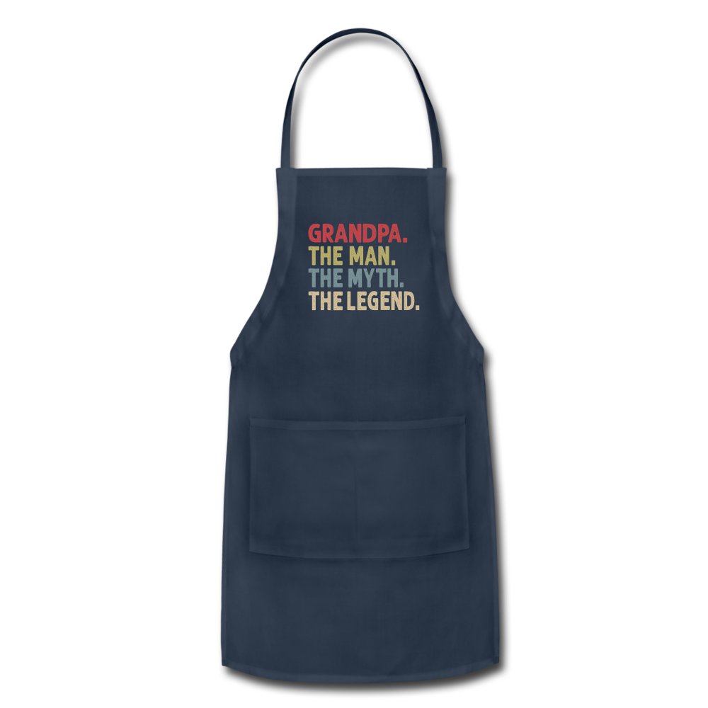 Grandpa the Man the Myth the Legend Adjustable Apron with Pockets for Men - navy
