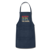 Grandpa the Man the Myth the Legend Adjustable Apron with Pockets for Men - navy