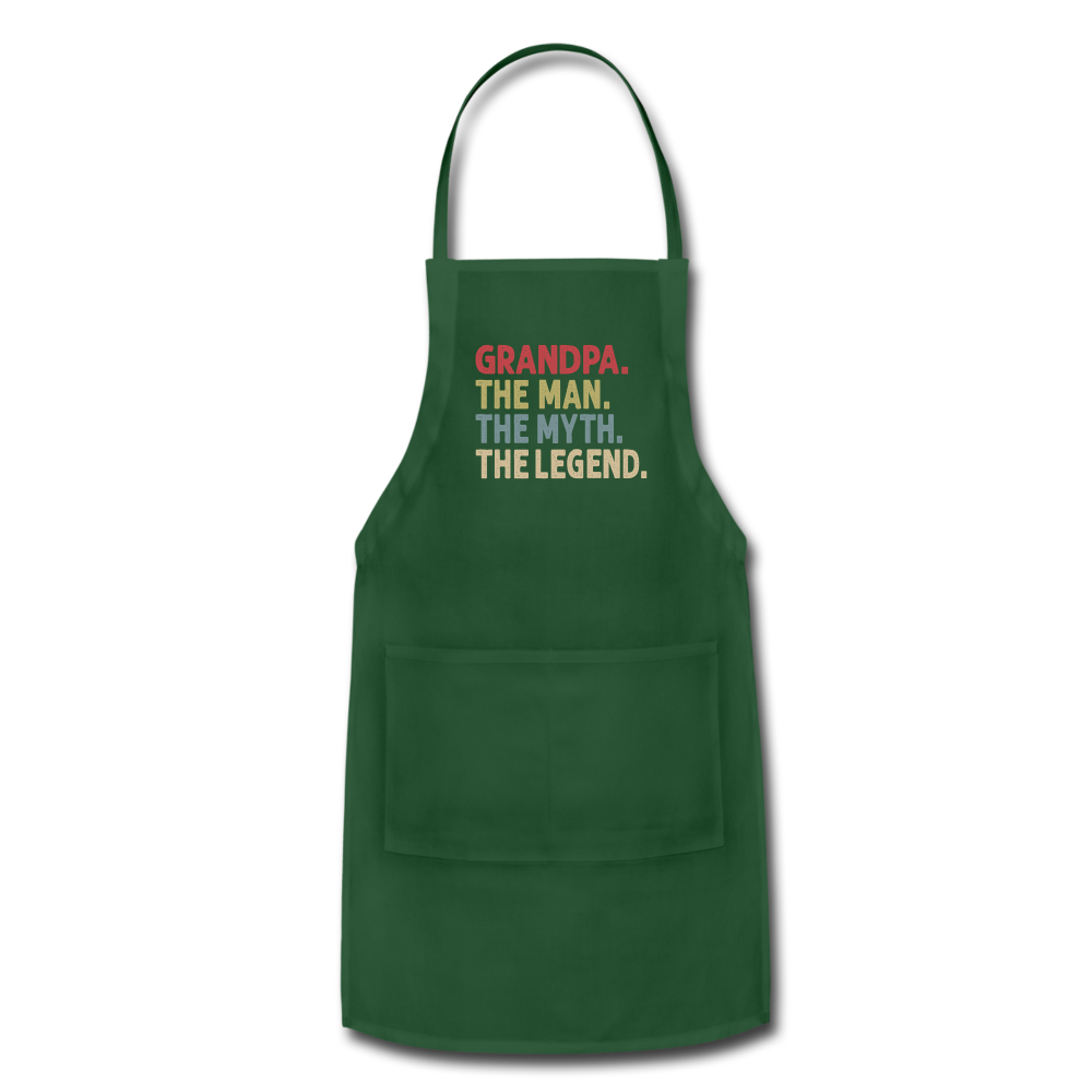 Grandpa the Man the Myth the Legend Adjustable Apron with Pockets for Men - forest green