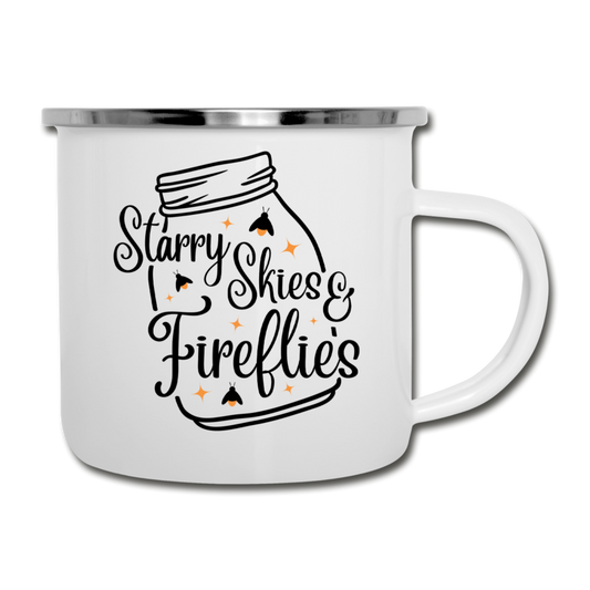 Starry Skies & Fireflies Camper Mug - white