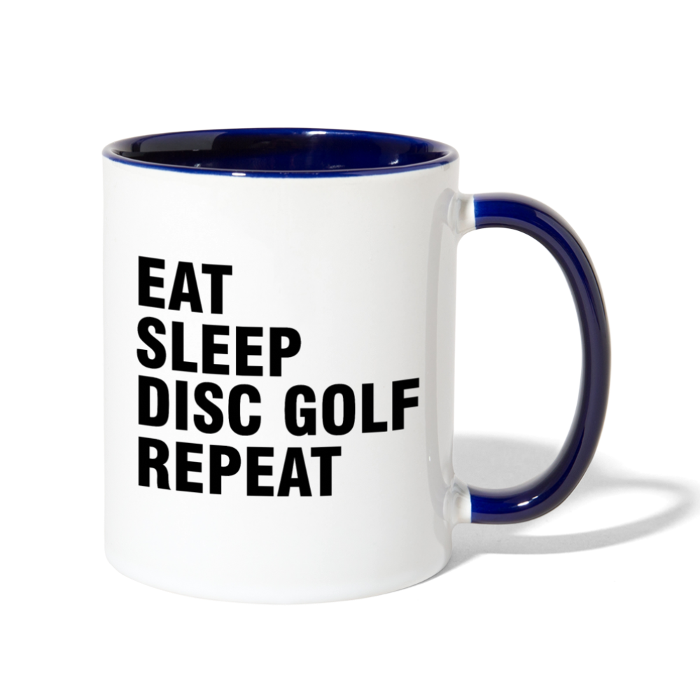 Eat Sleep Disc Golf Repeat Contrast Coffee Mug - white/cobalt blue