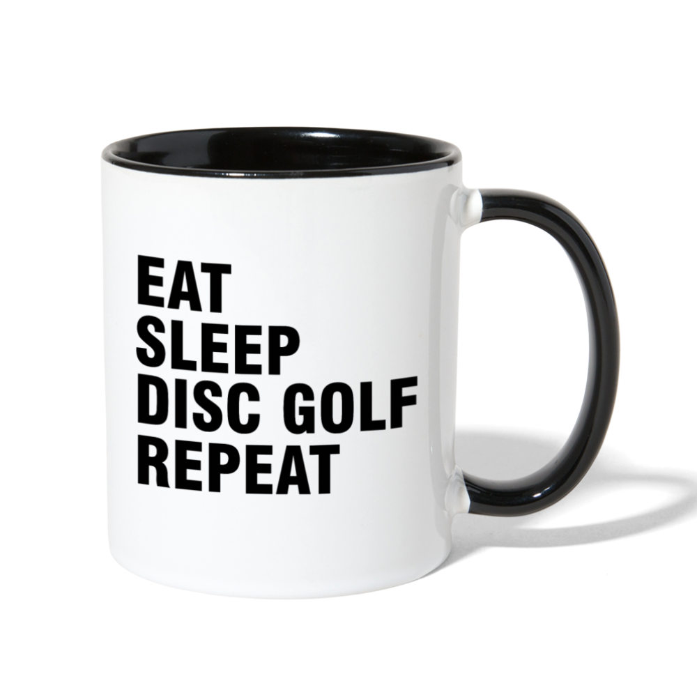 Eat Sleep Disc Golf Repeat Contrast Coffee Mug - white/black