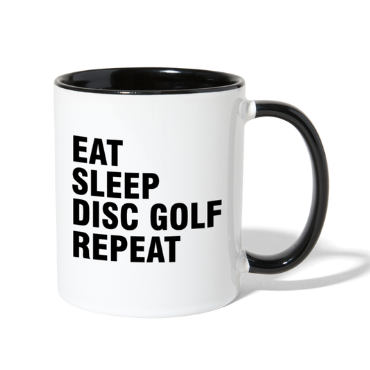 Eat Sleep Disc Golf Repeat Contrast Coffee Mug - white/black