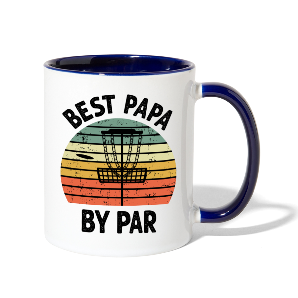 Best Papa By Par Disc Golf Contrast Coffee Mug - white/cobalt blue