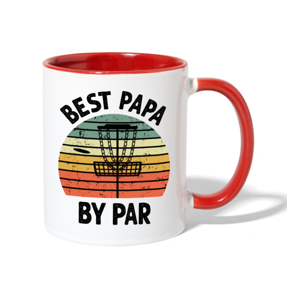 Best Papa By Par Disc Golf Contrast Coffee Mug - white/red
