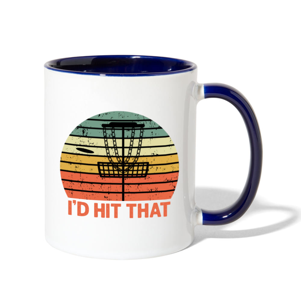 I'd Hit That Disc Golf Contrast Coffee Mug - white/cobalt blue