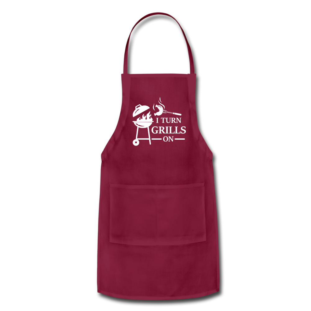 I Turn Grills On Adjustable Apron - burgundy