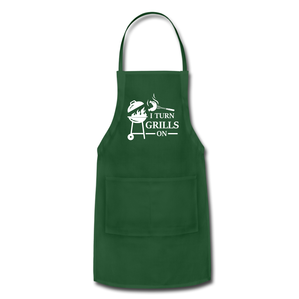 I Turn Grills On Adjustable Apron - forest green