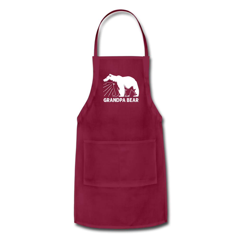 Grandpa Bear Adjustable Apron - burgundy