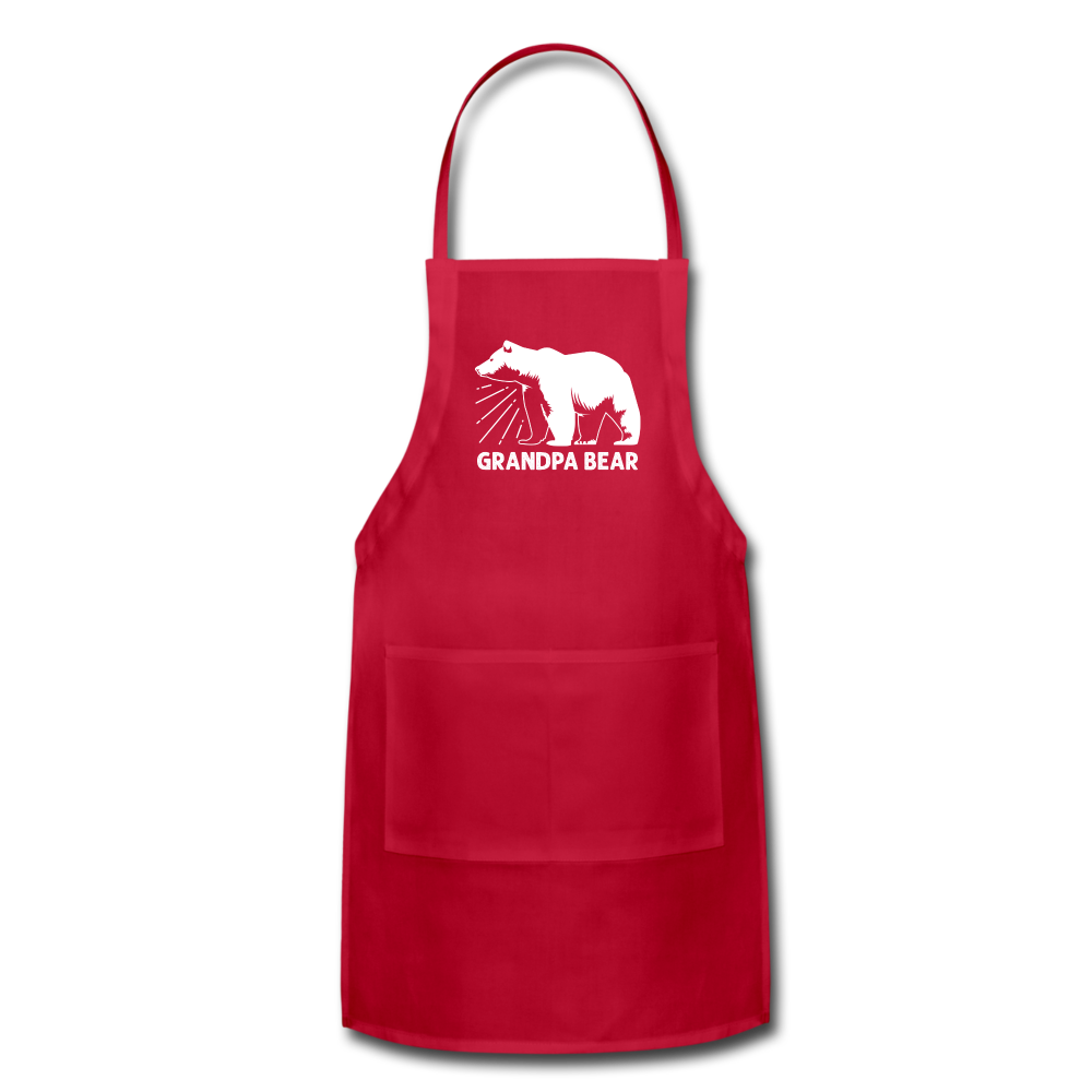 Grandpa Bear Adjustable Apron - red