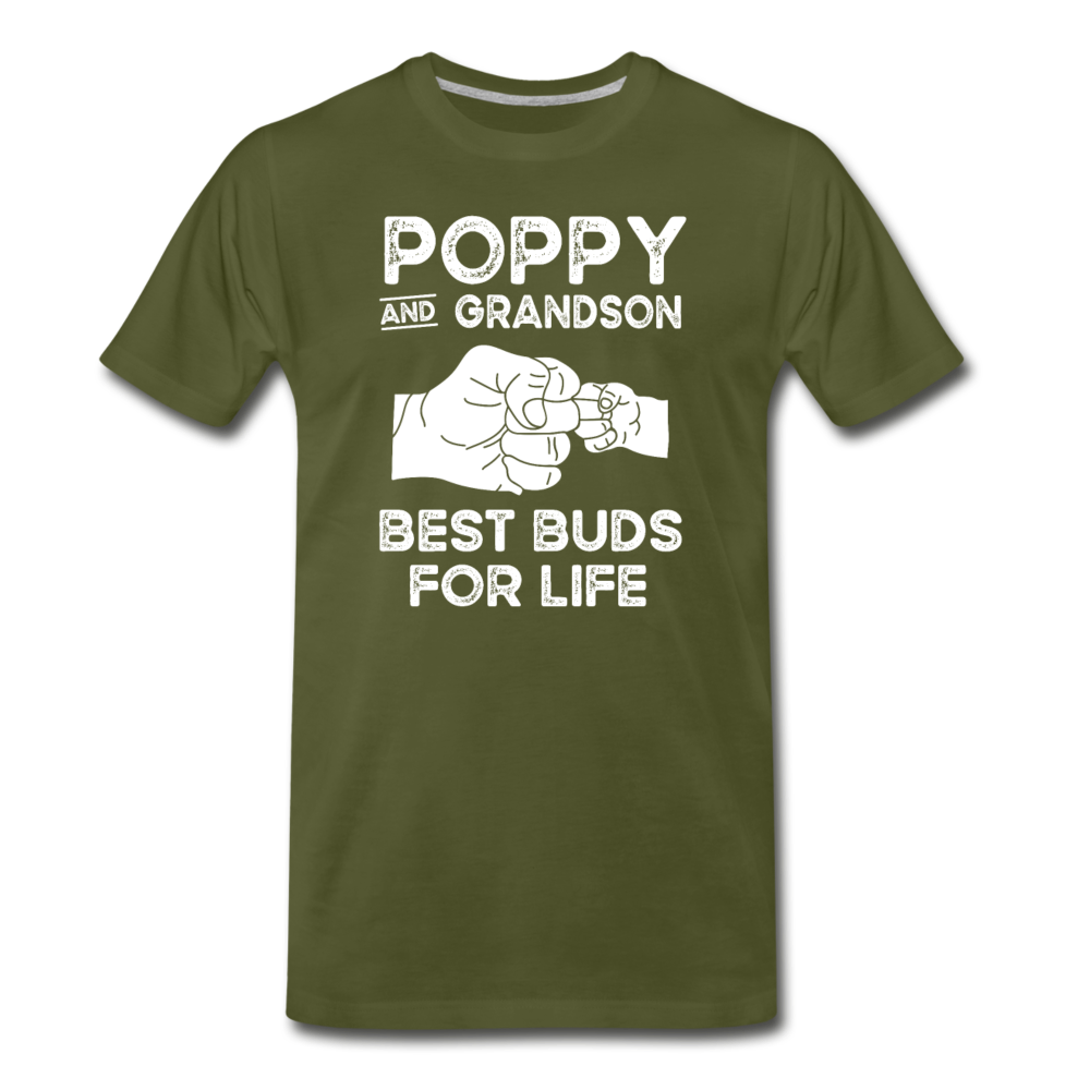 Poppy and Grandson Best Buds for Life Men's Premium T-Shirt - olive green