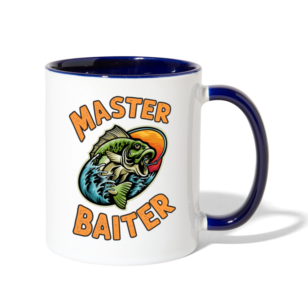 Master Baiter Funny Fishing Mug with Contrast Handle - white/cobalt blue